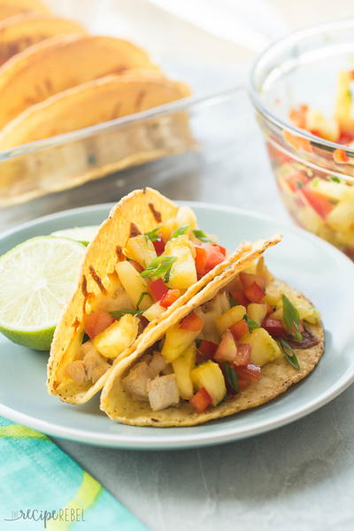 Hawaiian Chicken Tacos with Pineapple Salsa Hawaiian Chicken Tacos with Pineapple Salsa