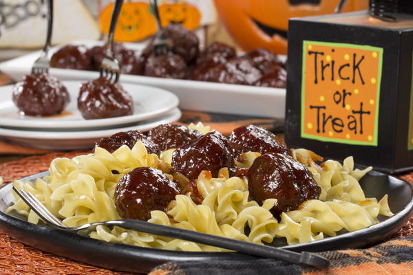 Ghoulish Glazed Meatballs