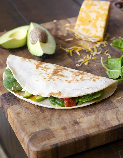 Spicy Spinach and Avocado Quesadilla Spicy Spinach and Avocado Quesadilla