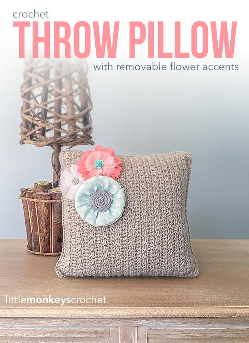 Throw Pillow with Removable Accent Flowers Throw Pillow with Removable Accent Flowers