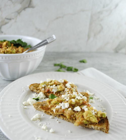 Mediterranean Avocado and Chickpea Toast with Feta Cheese Mediterranean Avocado and Chickpea Toast with Feta Cheese