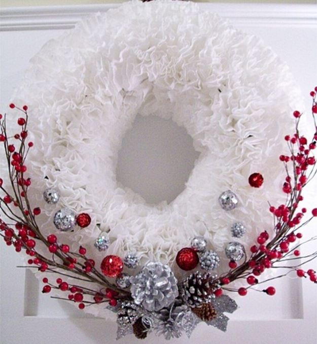 Winter Coffee Filter Wreath Winter Coffee Filter Wreath