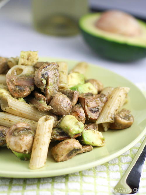 Mushroom Avocado Pesto Pasta Mushroom Avocado Pesto Pasta