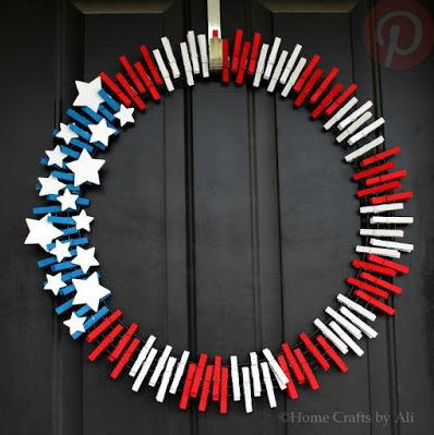 Fourth of July Clothespin Wreath