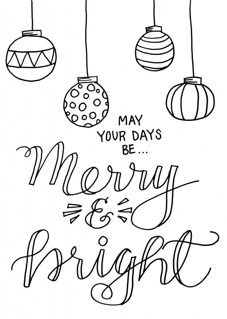Merry and Bright Christmas Coloring Page | AllFreeChristmasCrafts.com
