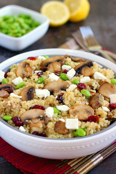 Cranberry Edamame and Mushroom Quinoa Bowl Cranberry, Edamame and Mushroom Quinoa Bowl