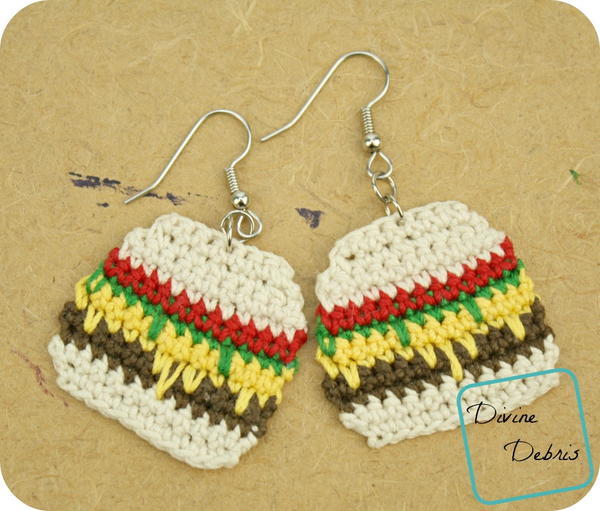 Crochet Burger Earrings
