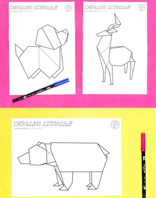 Origami Animal Coloring Pages Origami Animal Coloring Pages