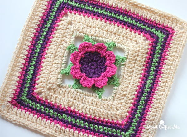 3D Crochet Flower Granny Square 3D Crochet Flower Granny Square