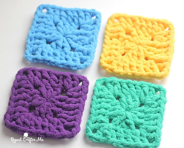Bright and Bulky Crochet Granny Squares Bright and Bulky Crochet Granny Squares