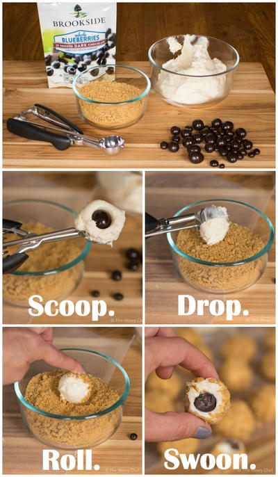 No Bake Cheesecake Bites with Chocolate Blueberries No Bake Cheesecake Bites with Chocolate Blueberries