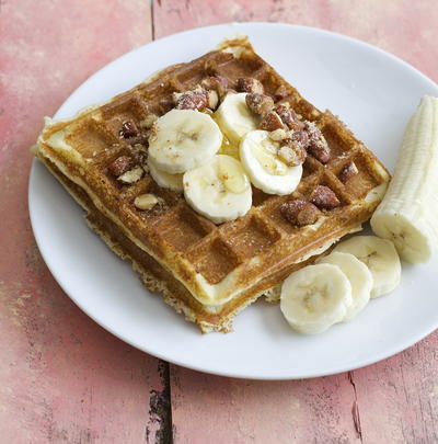 Banana and Honey Roasted Almond Waffles