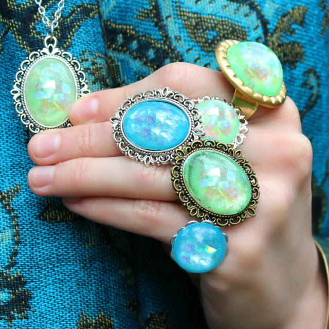 Faux Australian Opal Rings Faux Australian Opal Rings
