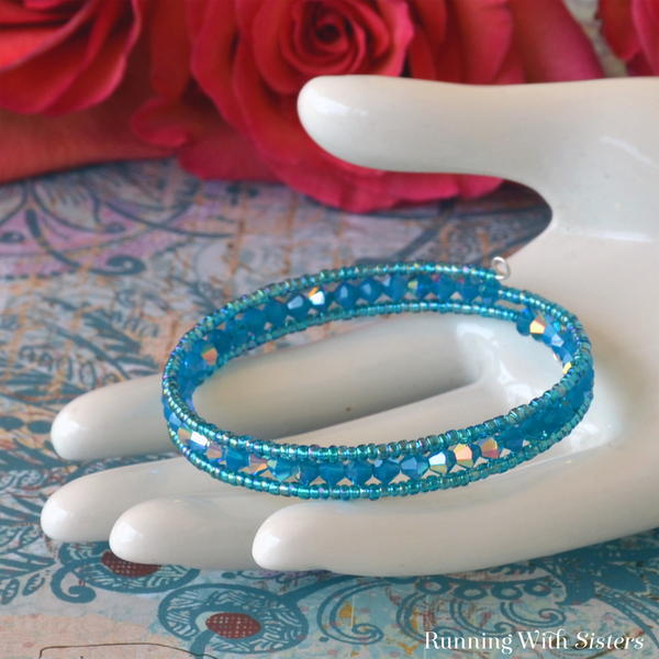 Caribbean Blue Memory Wire Bracelet Caribbean Blue Memory Wire Bracelet