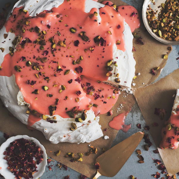 Pistachio Pavlova with Rhubarb Curd Pistachio Pavlova with Rhubarb Curd