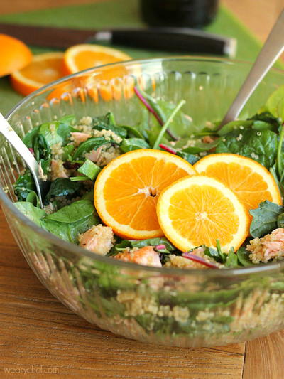 Kale and Quinoa Salad with Salmon