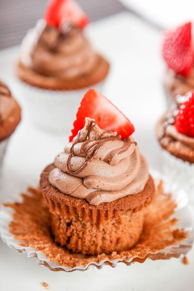 Nutella Cupcakes Topped with Nutella Buttercream