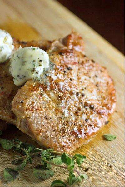 Easy Grilled Pork Chops with Herb Butter