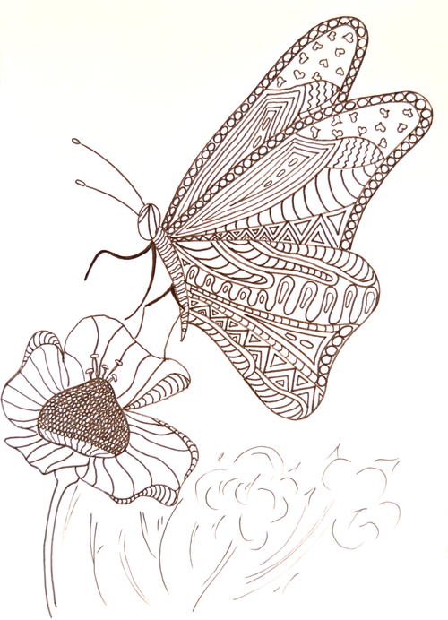 Hungry Butterfly Adult Coloring Page Hungry Butterfly Adult Coloring Page
