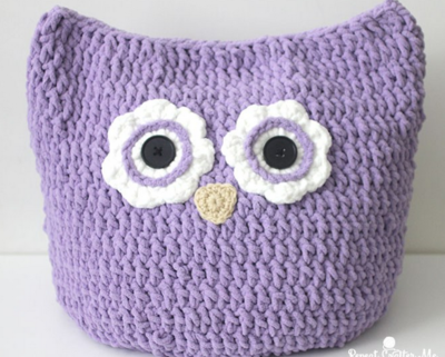 Oversized Crochet Owl Pillow