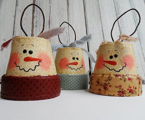 Vintage Clay Pot Snowman DIY Ornaments Vintage Clay Pot Snowman DIY Ornaments