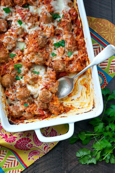 Dump and Go Italian Meatball and Rice Casserole