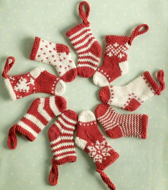 Knitted Mini Christmas Stockings Knitted Mini Christmas Stockings