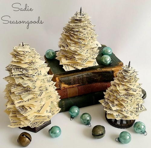 Recycled Sheet Music Christmas Trees Recycled Sheet Music Christmas Trees
