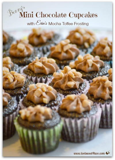 Mini Chocolate Cupcakes With Mocha Toffee Frosting