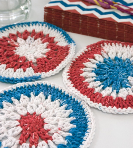 Fourth of July Crochet Coasters