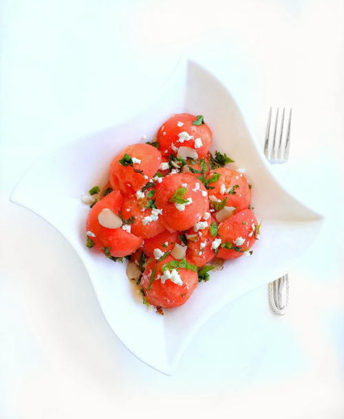Quick Watermelon Salad with Feta Mint and Basil Quick Watermelon Salad with Feta Mint and Basil