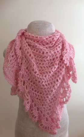Pink Lace Crochet Triangle Shawl Pink Lace Crochet Triangle Shawl