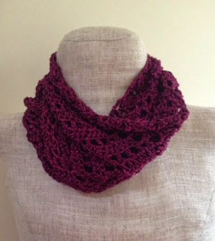 Lacy Fuchsia Crochet Infinity Scarf