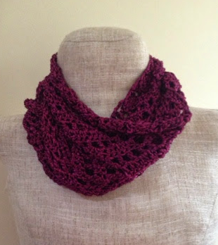 Lacy Fuchsia Crochet Infinity Scarf Lacy Fuchsia Crochet Infinity Scarf