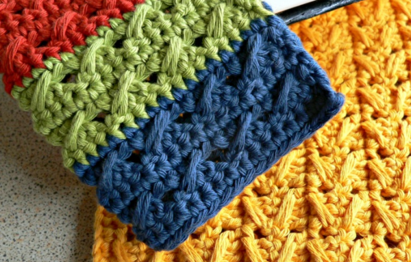 Two for One Cable Stitch Crochet Dishcloths Two for One Cable Stitch Crochet Dishcloths