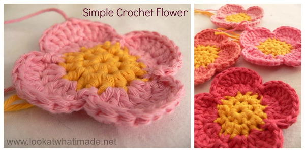 Four Petal Crochet Flower Pattern Four Petal Crochet Flower Pattern