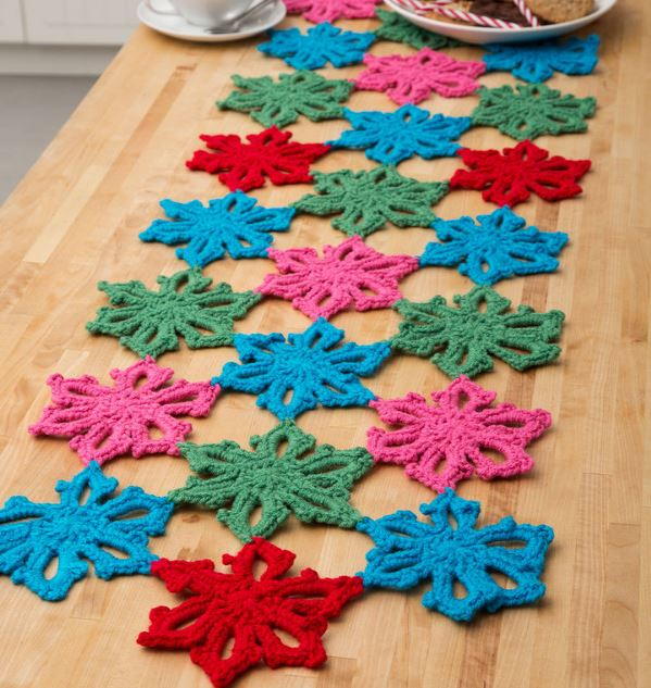 Crocheted Snowflake Table Runner Crocheted Snowflake Table Runner