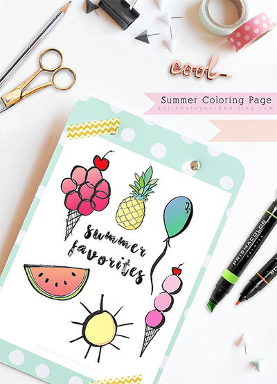 Summer Faves Coloring Page