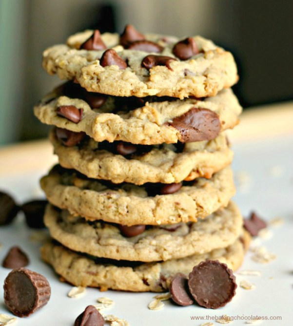 Reeses Peanut Butter Cup Chocolate Chip Oatmeal Cookies Reese’s Peanut Butter Cup Chocolate Chip Oatmeal Cookies