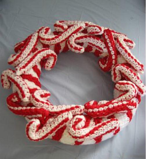 Crochet Candy Cane Wreath Crochet Candy Cane Wreath