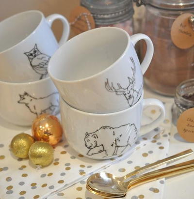 Woodland Friends Painted Mugs