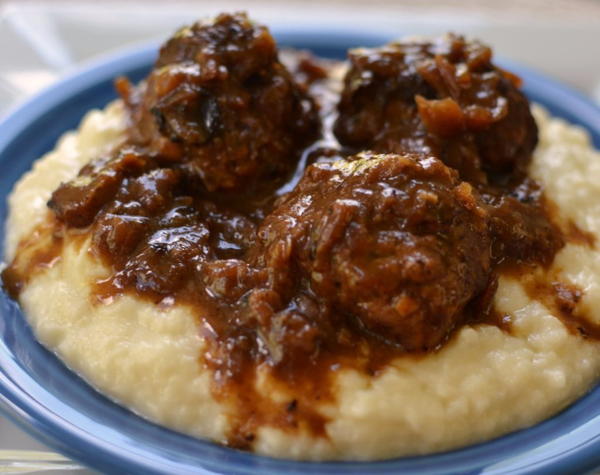 French Onion Meatballs Smashed Cauliflower French Onion Meatballs & Smashed Cauliflower
