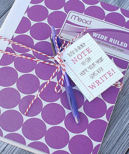 Notebook and Printable Tag Back to School Gift