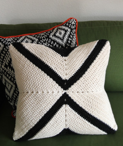 Modern "X" Crochet Pillow