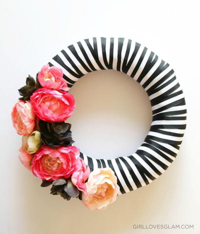 Stripe and Floral Wreath