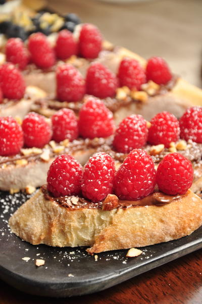 Chocolate Hazelnut & Raspberry on French Bread