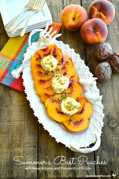 Summers Best Peaches with Mascarpone and Passionfruit Drizzle Summer's Best Peaches with Mascarpone and Passionfruit Drizzle
