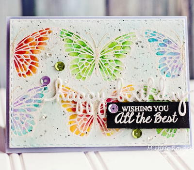 Rainbow Butterflies Handmade Birthday Card