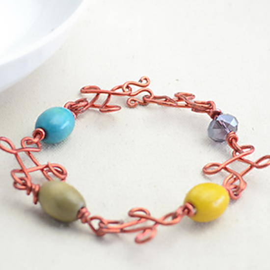 Copper Clovers Beaded Wire Bracelet Copper Clovers Beaded Wire Bracelet