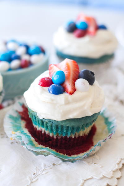 Red White and Blue Velvet Cupcakes Red, White, and Blue Velvet Cupcakes